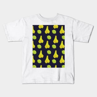 Dark Blue Lime and Pear Pattern Kids T-Shirt